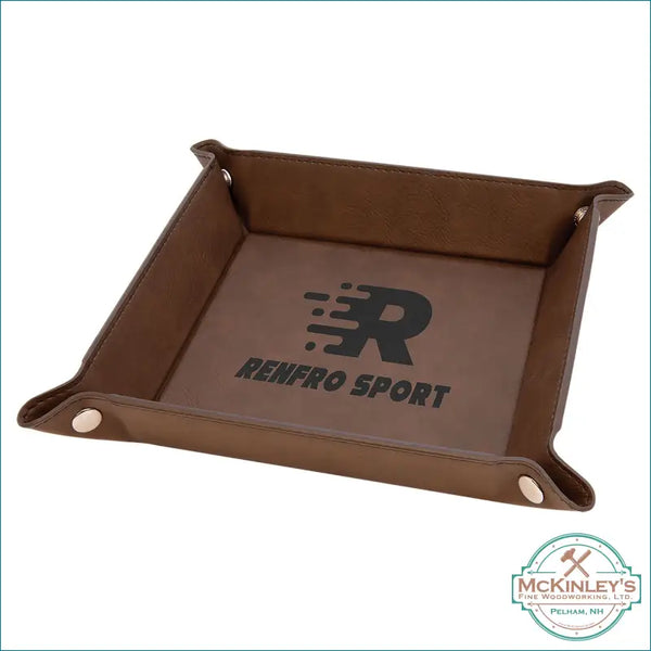 Leatherette Snap Up Tray with Snaps - Dark Brown with Black 