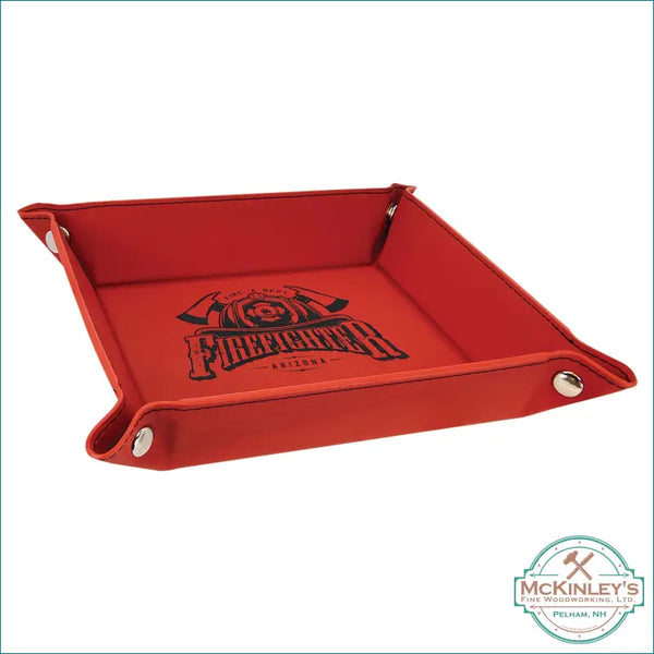 Leatherette Snap Up Tray with Snaps - Red with Black 