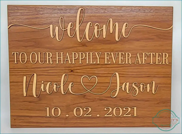 Personalized Wedding Welcome Sign - Walnut / Maple Wood / 