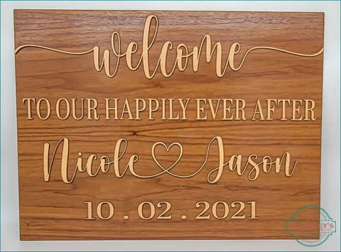 Personalized Wedding Welcome Sign - Walnut / Maple Wood / 