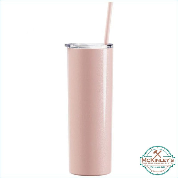 20oz Stainless Steel Skinny Tumblers - Glitter Blush Pink / 