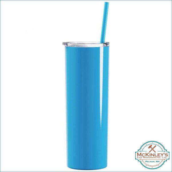 20oz Stainless Steel Skinny Tumblers - Gloss Aqua / Custom 