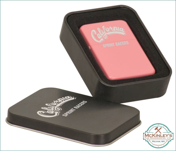 Personalized Lighter - Matte Pink Lighter in Black Tin - 