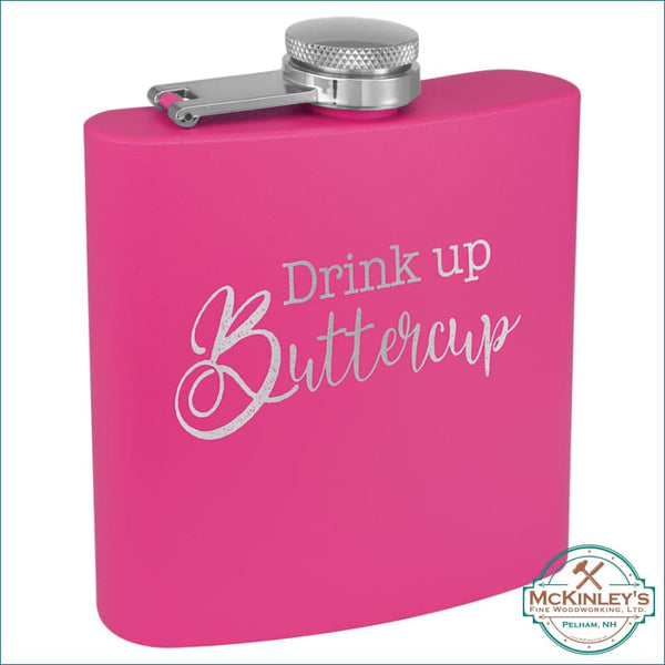 Personalized Stainless Steel Flask - Matte Pink - Flasks