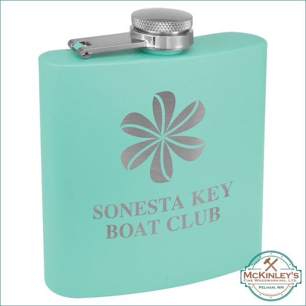 Personalized Stainless Steel Flask - Matte Teal - Flasks