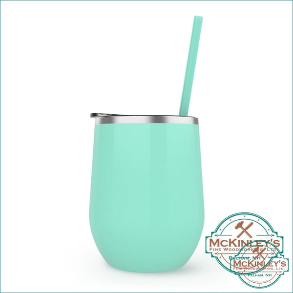 Personalized Wine Glass Tumbler - Mint Green / Split 